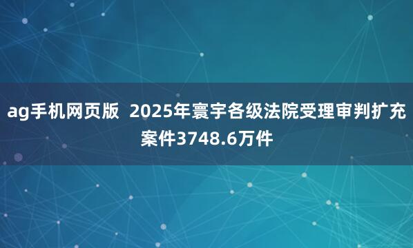 ag手机网页版  2025年寰宇各级法院受理审判扩充案件3748.6万件