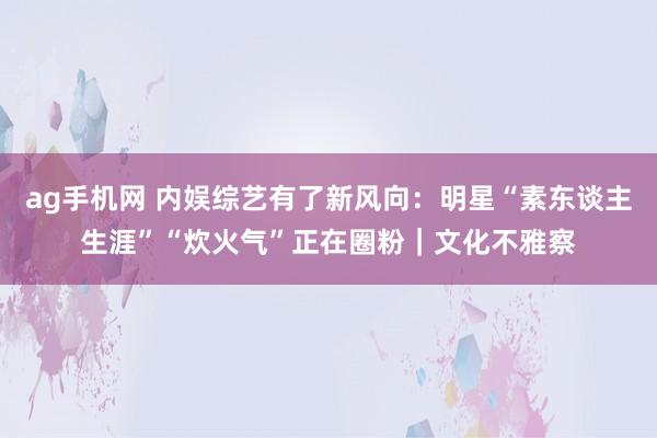 ag手机网 内娱综艺有了新风向：明星“素东谈主生涯”“炊火气”正在圈粉｜文化不雅察