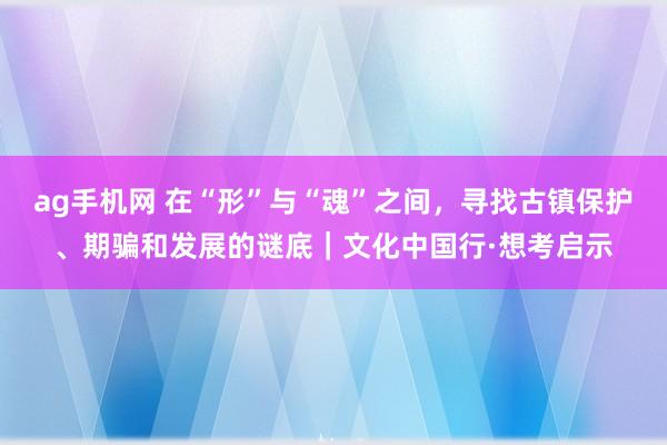 ag手机网 在“形”与“魂”之间，寻找古镇保护、期骗和发展的谜底｜文化中国行·想考启示