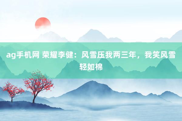 ag手机网 荣耀李健：风雪压我两三年，我笑风雪轻如棉