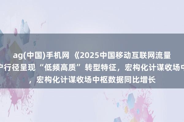 ag(中国)手机网 《2025中国移动互联网流量年度讲演》：用户行径呈现 “低频高质” 转型特征，宏构化计谋收场中枢数据同比增长