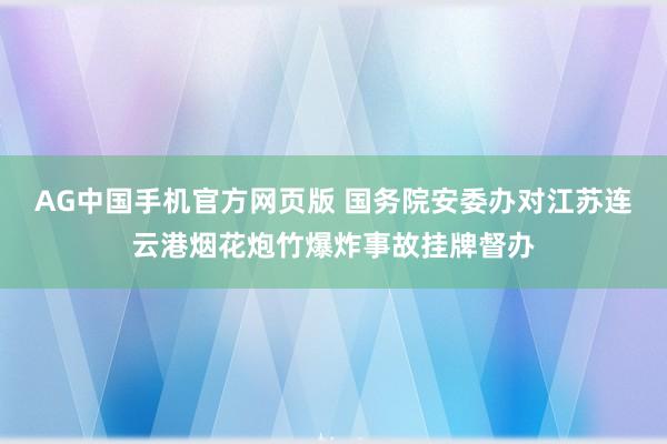 AG中国手机官方网页版 国务院安委办对江苏连云港烟花炮竹爆炸事故挂牌督办