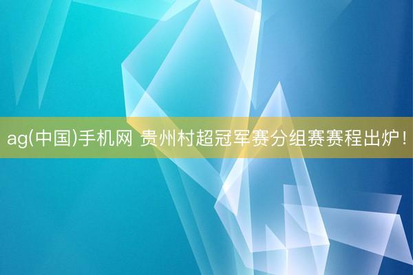 ag(中国)手机网 贵州村超冠军赛分组赛赛程出炉!