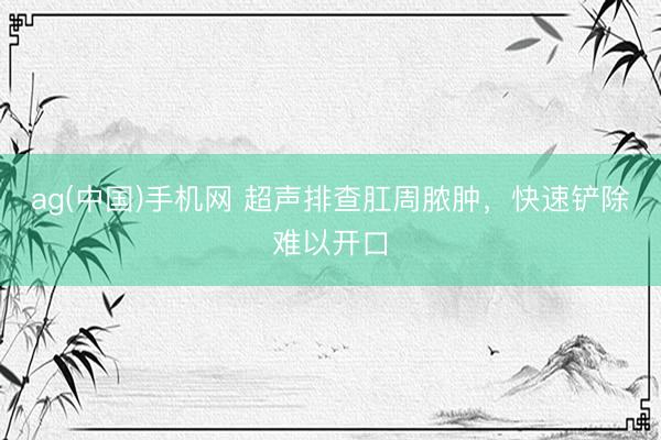 ag(中国)手机网 超声排查肛周脓肿，快速铲除难以开口