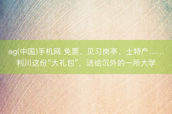ag(中国)手机网 免票、见习岗亭、土特产……利川这份“大礼包”，送给沉外的一所大学