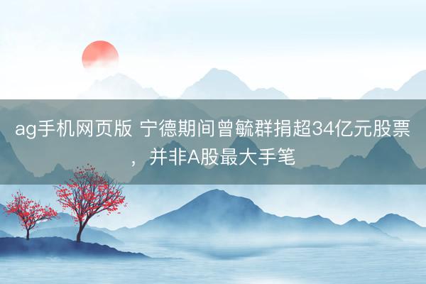 ag手机网页版 宁德期间曾毓群捐超34亿元股票，并非A股最大手笔