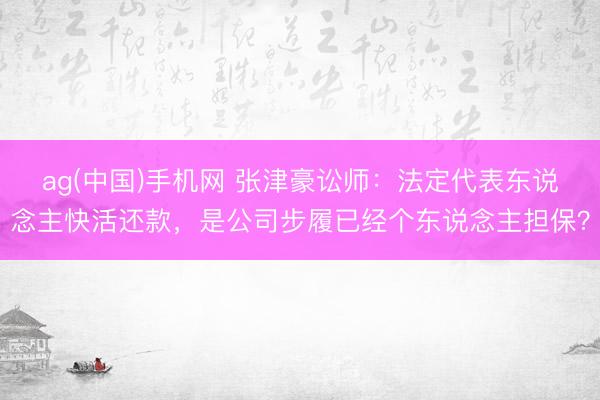 ag(中国)手机网 张津豪讼师：法定代表东说念主快活还款，是公司步履已经个东说念主担保？
