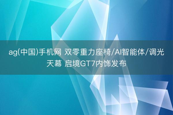 ag(中国)手机网 双零重力座椅/AI智能体/调光天幕 启境GT7内饰发布