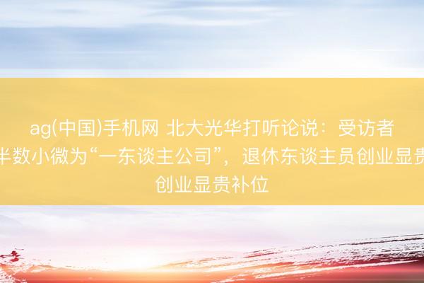 ag(中国)手机网 北大光华打听论说：受访者中超半数小微为“一东谈主公司”，退休东谈主员创业显贵补位