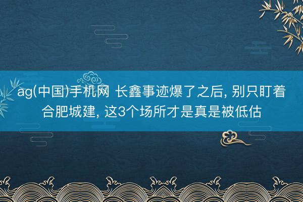 ag(中国)手机网 长鑫事迹爆了之后， 别只盯着合肥城建， 这3个场所才是真是被低估