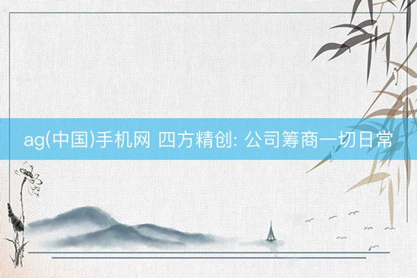 ag(中国)手机网 四方精创: 公司筹商一切日常