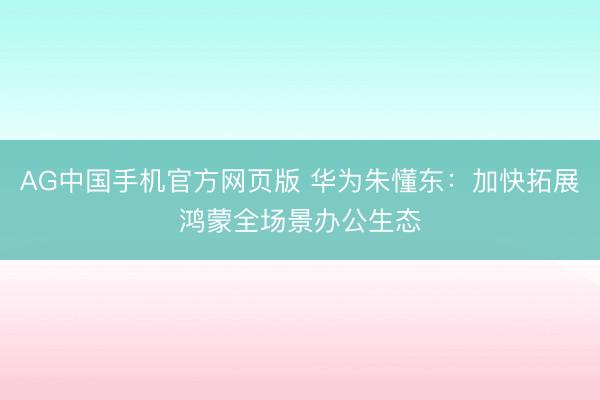 AG中国手机官方网页版 华为朱懂东：加快拓展鸿蒙全场景办公生态