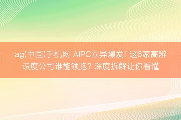 ag(中国)手机网 AIPC立异爆发! 这6家高辨识度公司谁能领
