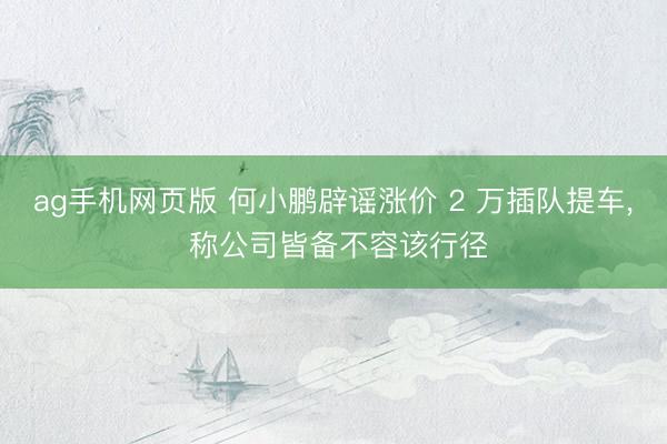 ag手机网页版 何小鹏辟谣涨价 2 万插队提车， 称公司皆备不容该行径