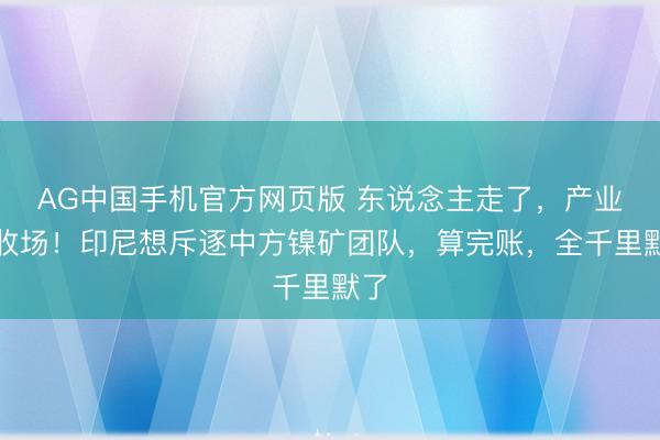 AG中国手机官方网页版 东说念主走了，产业也收场！印尼想斥逐中方镍矿团队，算完账，全千里默了
