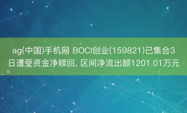ag(中国)手机网 BOCI创业(159821)已集合3日遭受资金净赎回， 区间净流出额1201.01万元