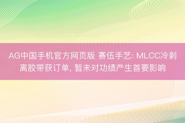 AG中国手机官方网页版 赛伍手艺: MLCC冷剥离胶带获订单， 暂未对功绩产生首要影响