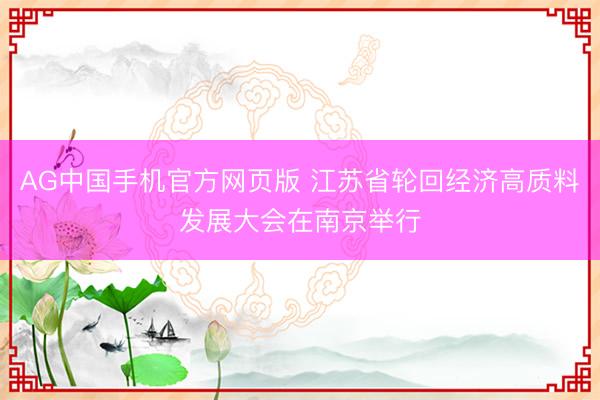 AG中国手机官方网页版 江苏省轮回经济高质料发展大会在南京举行